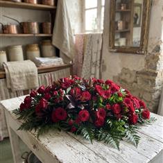Red Rose Casket Spray &amp; Red Gerberas